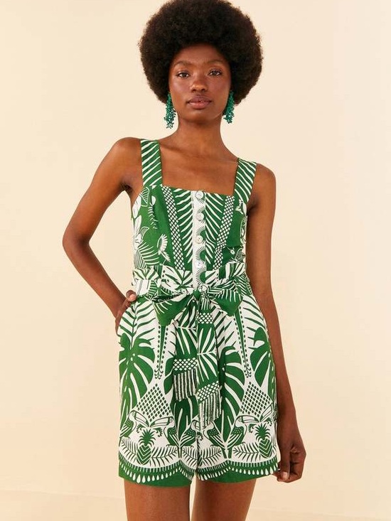 FARM Rio Pants - NWT FARM RIO Off-White Macaw Elegance Romper